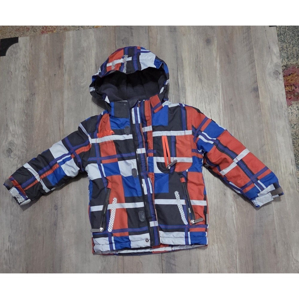 Raintex 98 Blue/Red/black Reflective Gear Hooded Lined Full Zip Coat Kids  3T